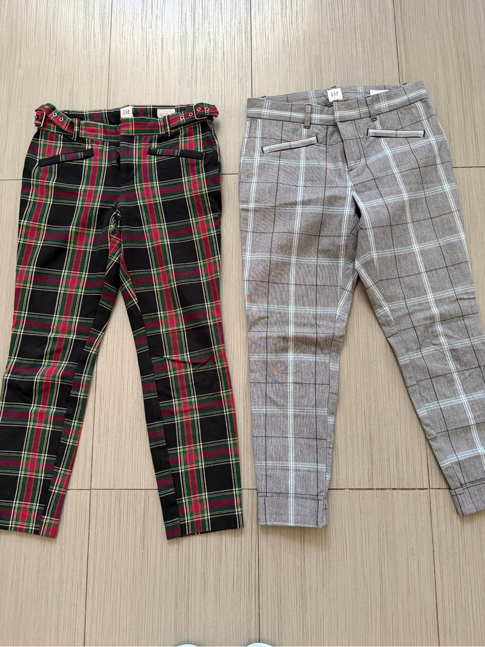 GAP lot 2 Women's Plaid Ankle Pants — Black/Red/& blue/Gray skinny size 2